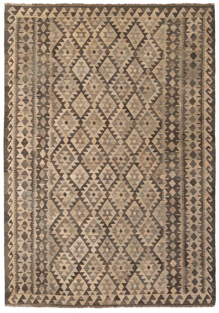 6' 10 x 9' 9 Hand Woven Kilim Maymana Wool Rug