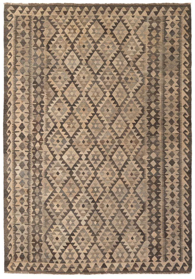 Detail image of 6' 10 x 9' 9 Hand Woven Kilim Maymana Wool Rug