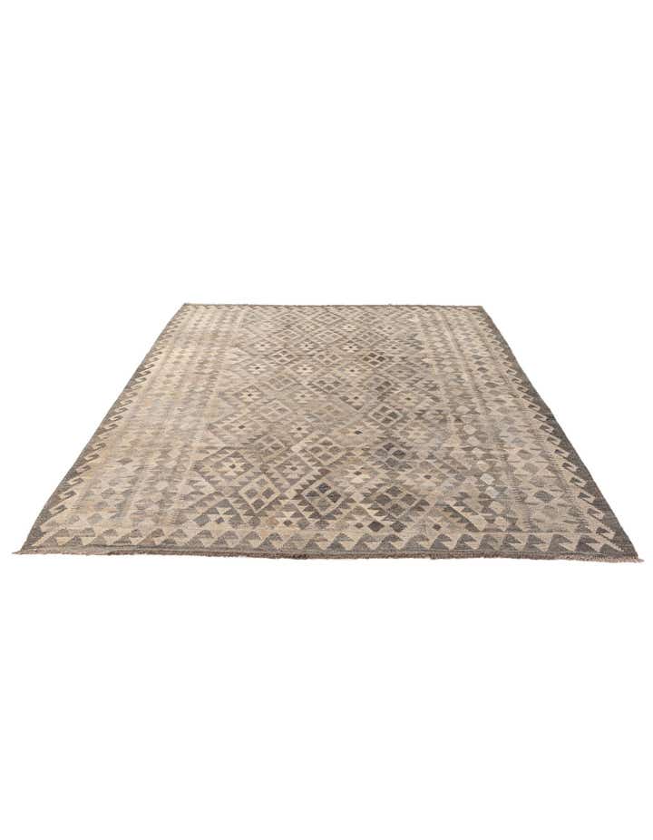 6' 11 x 9' 9 Hand Woven Kilim Maymana Wool Rug