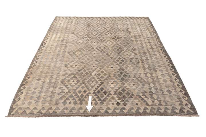 6' 11 x 9' 9 Hand Woven Kilim Maymana Wool Rug