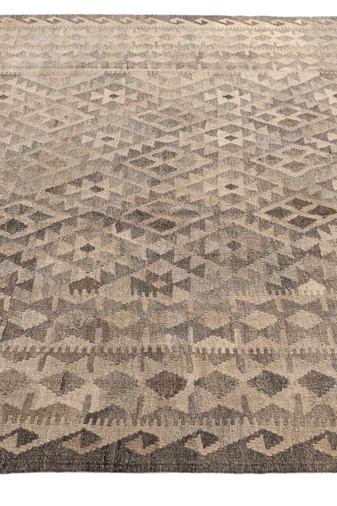 6' 11 x 9' 9 Hand Woven Kilim Maymana Wool Rug