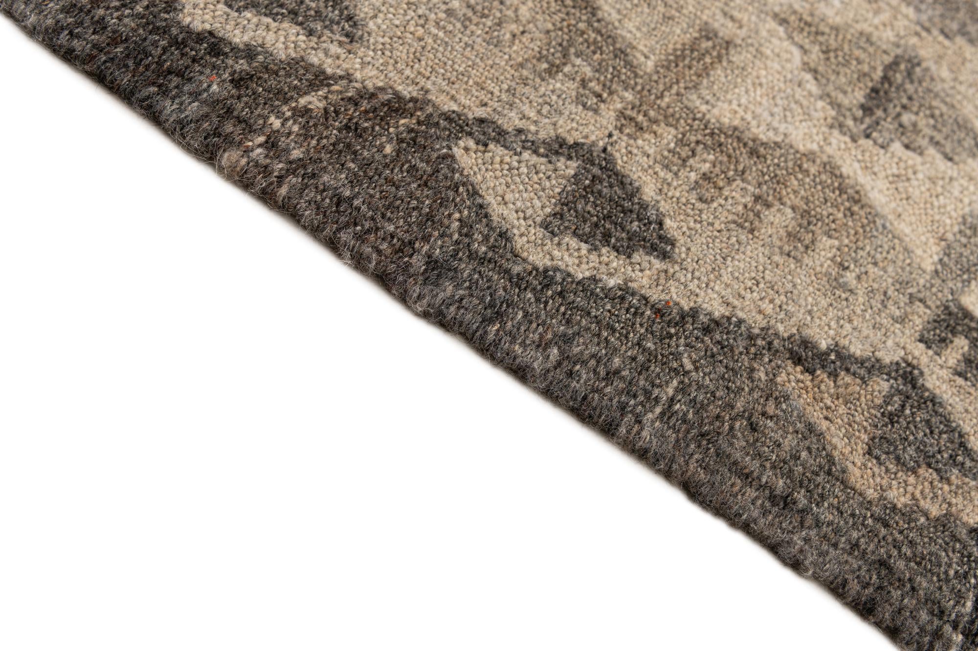 6' 11 x 9' 9 Hand Woven Kilim Maymana Wool Rug