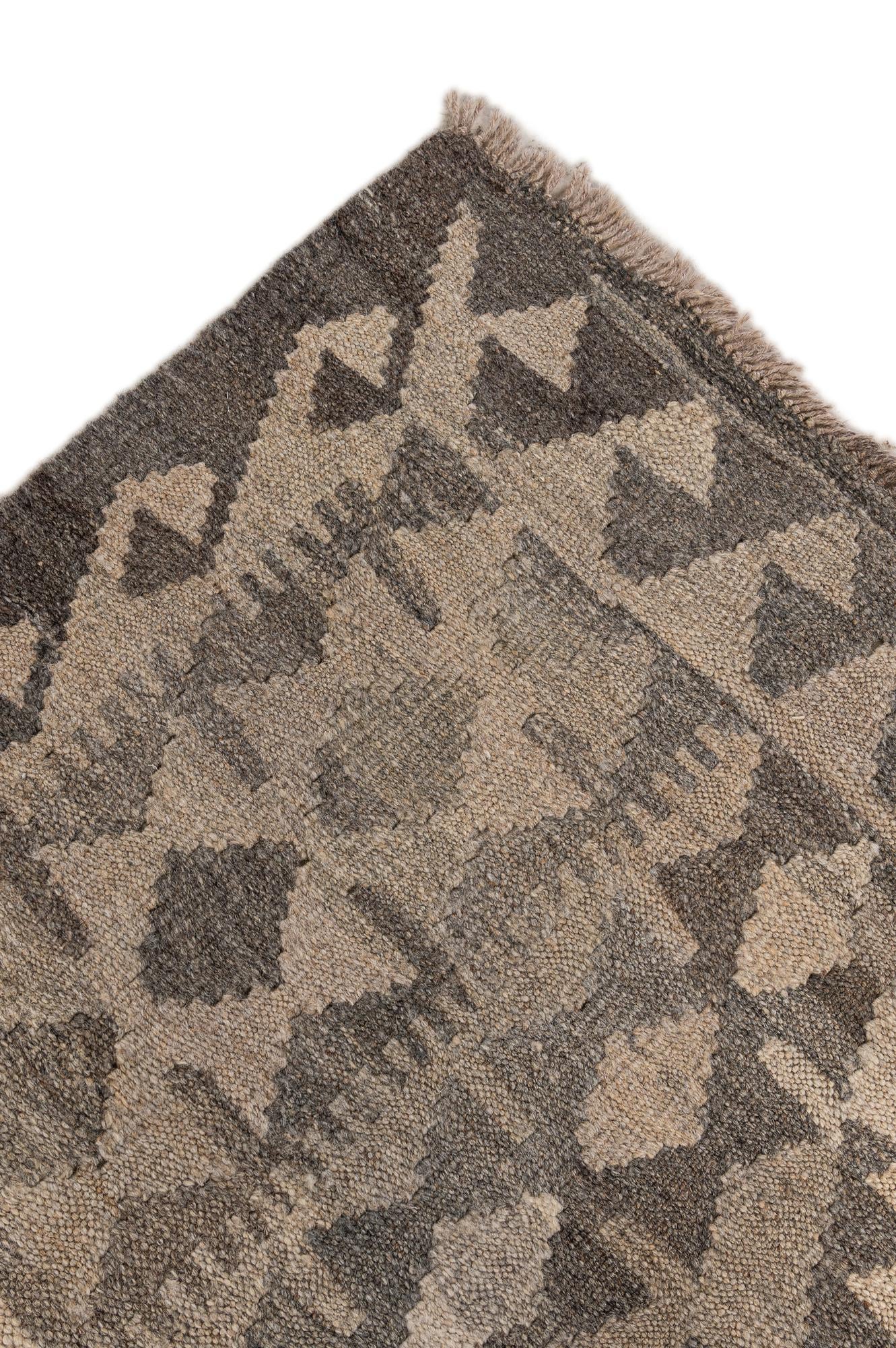 6' 11 x 9' 9 Hand Woven Kilim Maymana Wool Rug