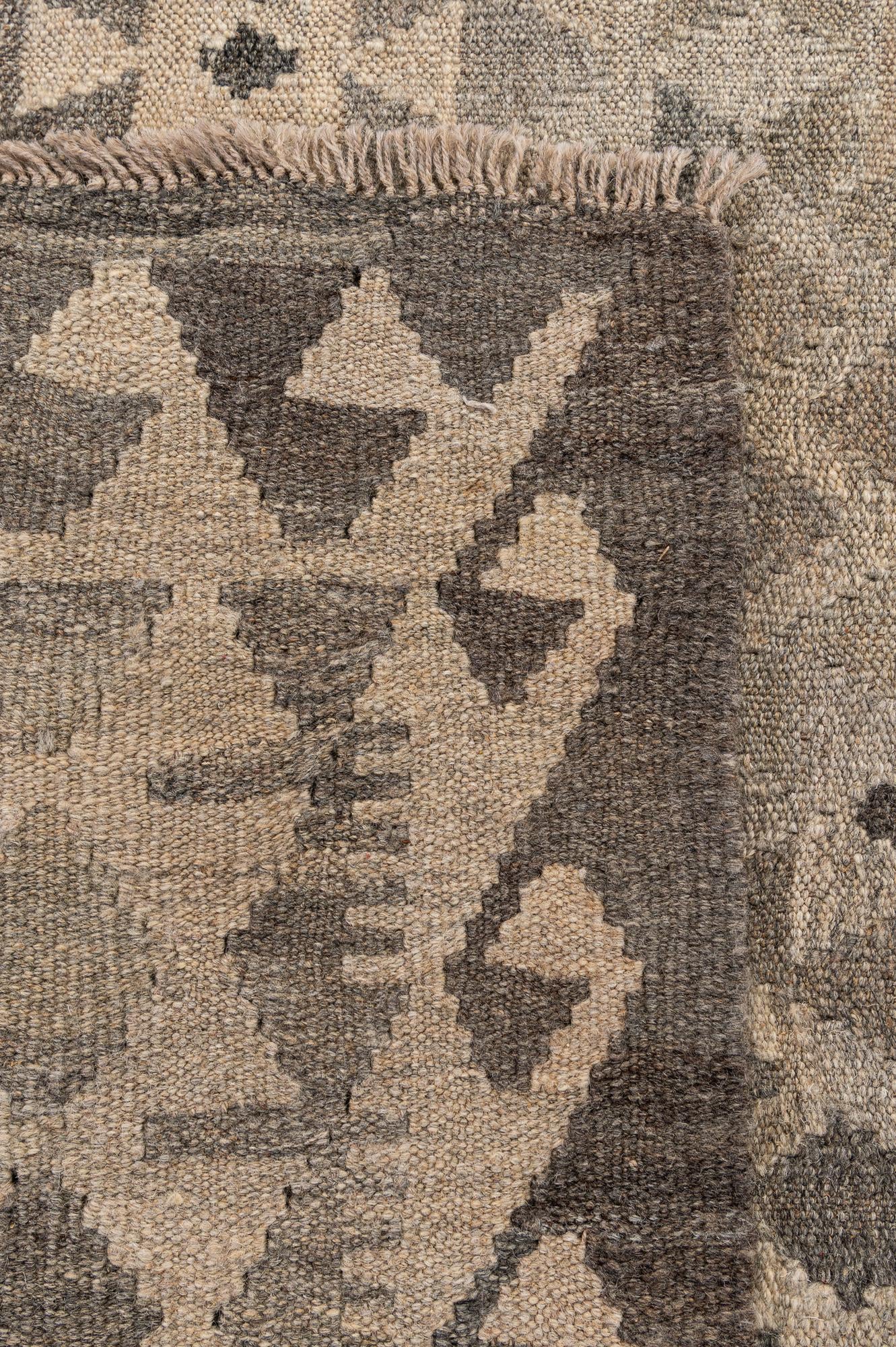 6' 11 x 9' 9 Hand Woven Kilim Maymana Wool Rug