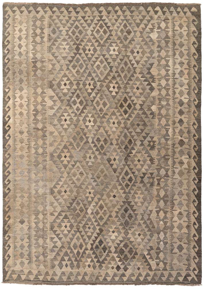 6' 11 x 9' 9 Hand Woven Kilim Maymana Wool Rug