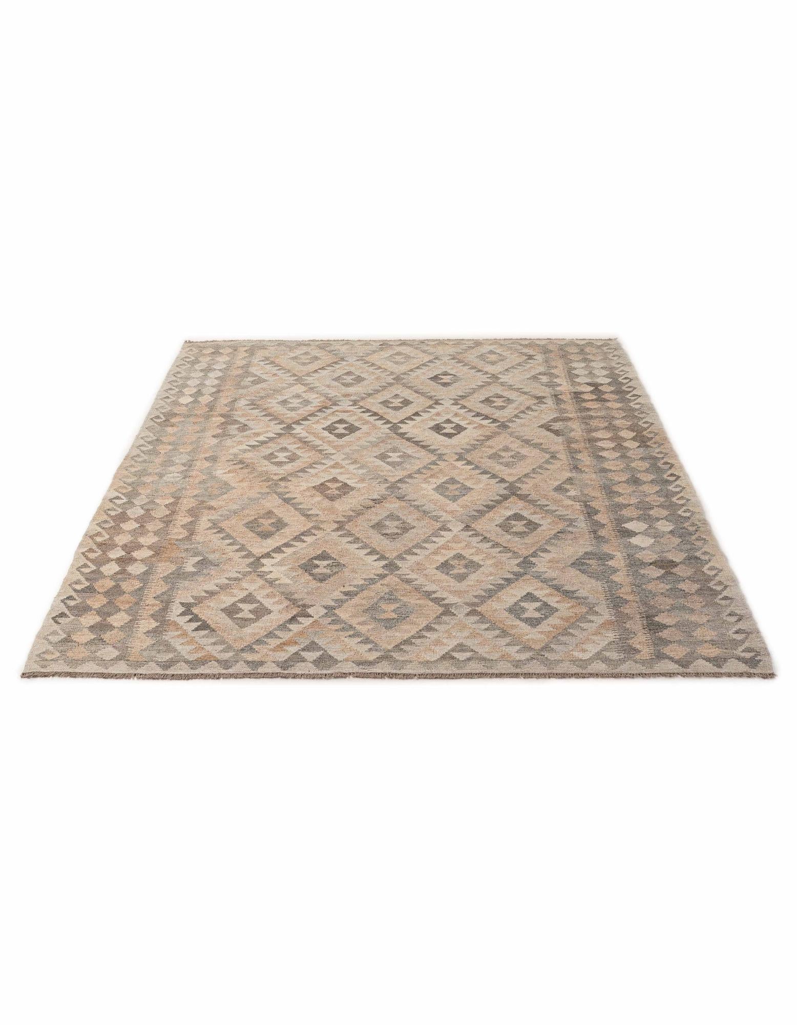 6' 10 x 9' 7 Hand Woven Kilim Maymana Wool Rug