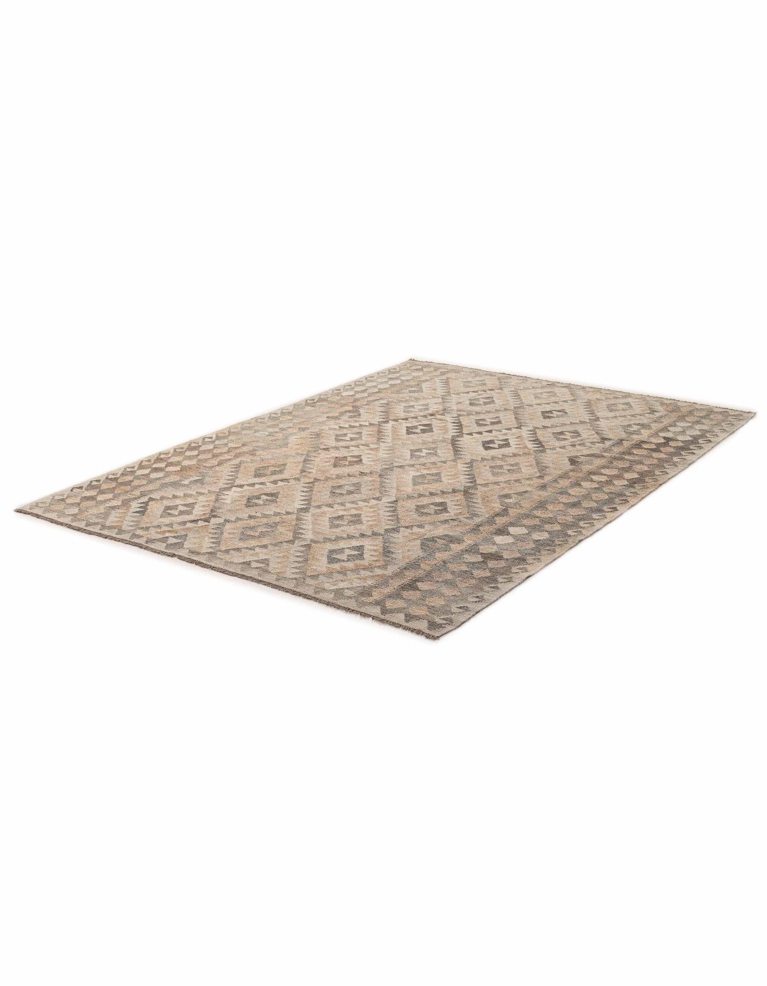 6' 10 x 9' 7 Hand Woven Kilim Maymana Wool Rug