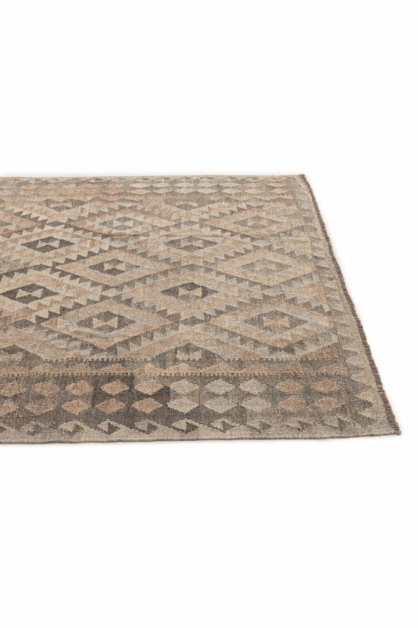 6' 10 x 9' 7 Hand Woven Kilim Maymana Wool Rug