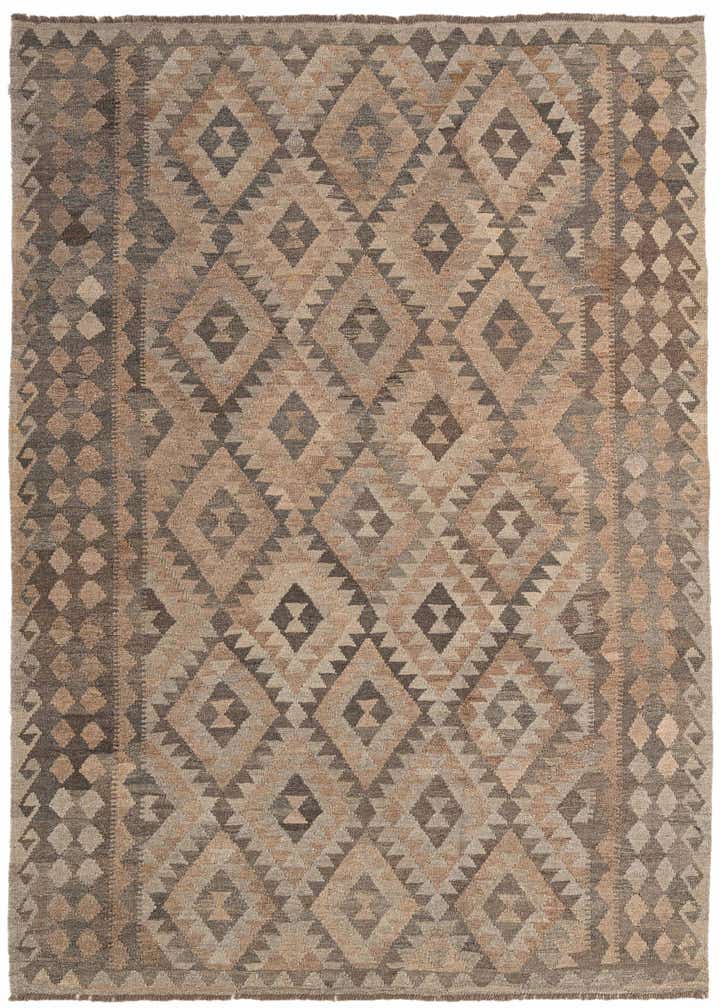 6' 10 x 9' 7 Hand Woven Kilim Maymana Wool Rug