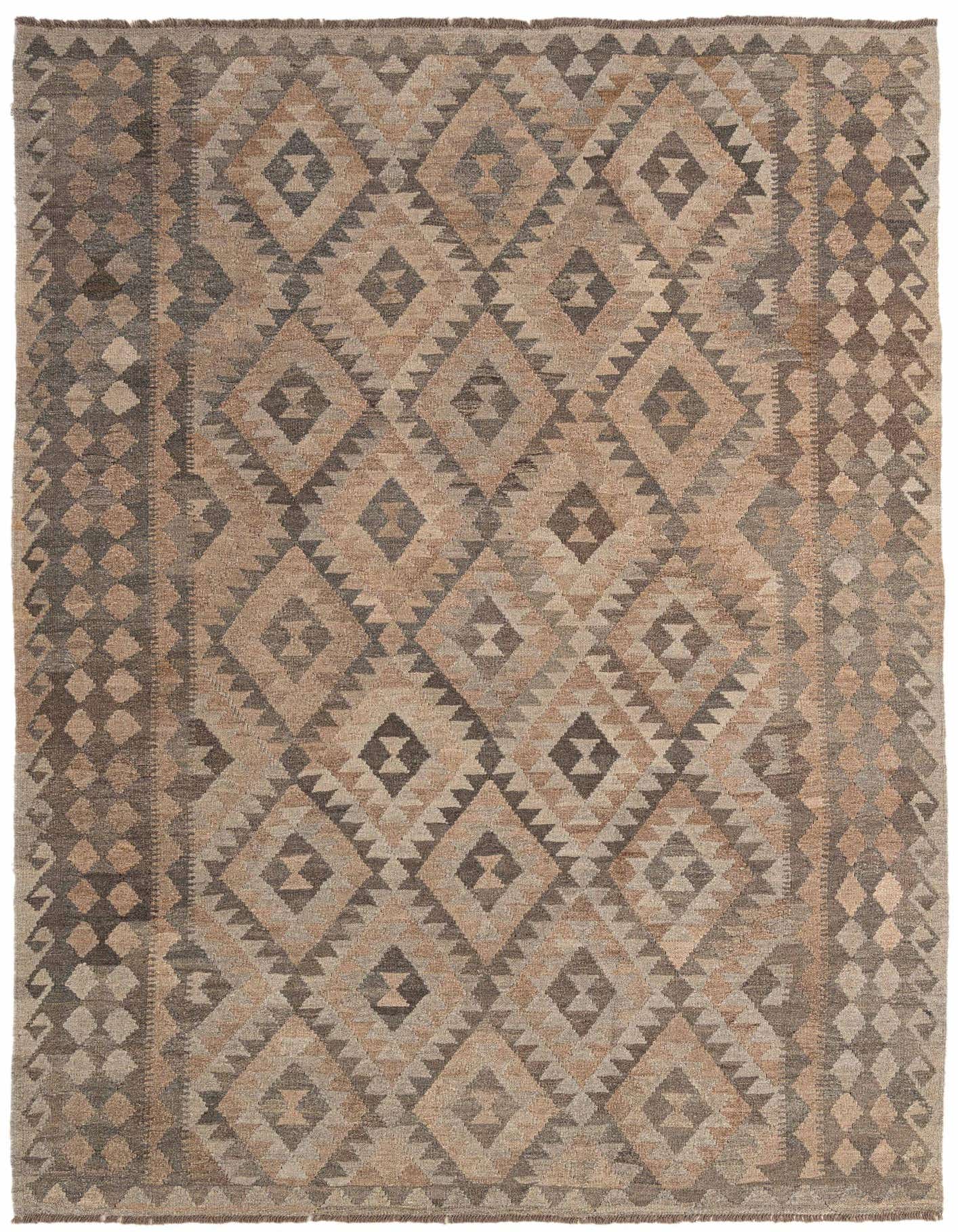 6' 10 x 9' 7 Hand Woven Kilim Maymana Wool Rug