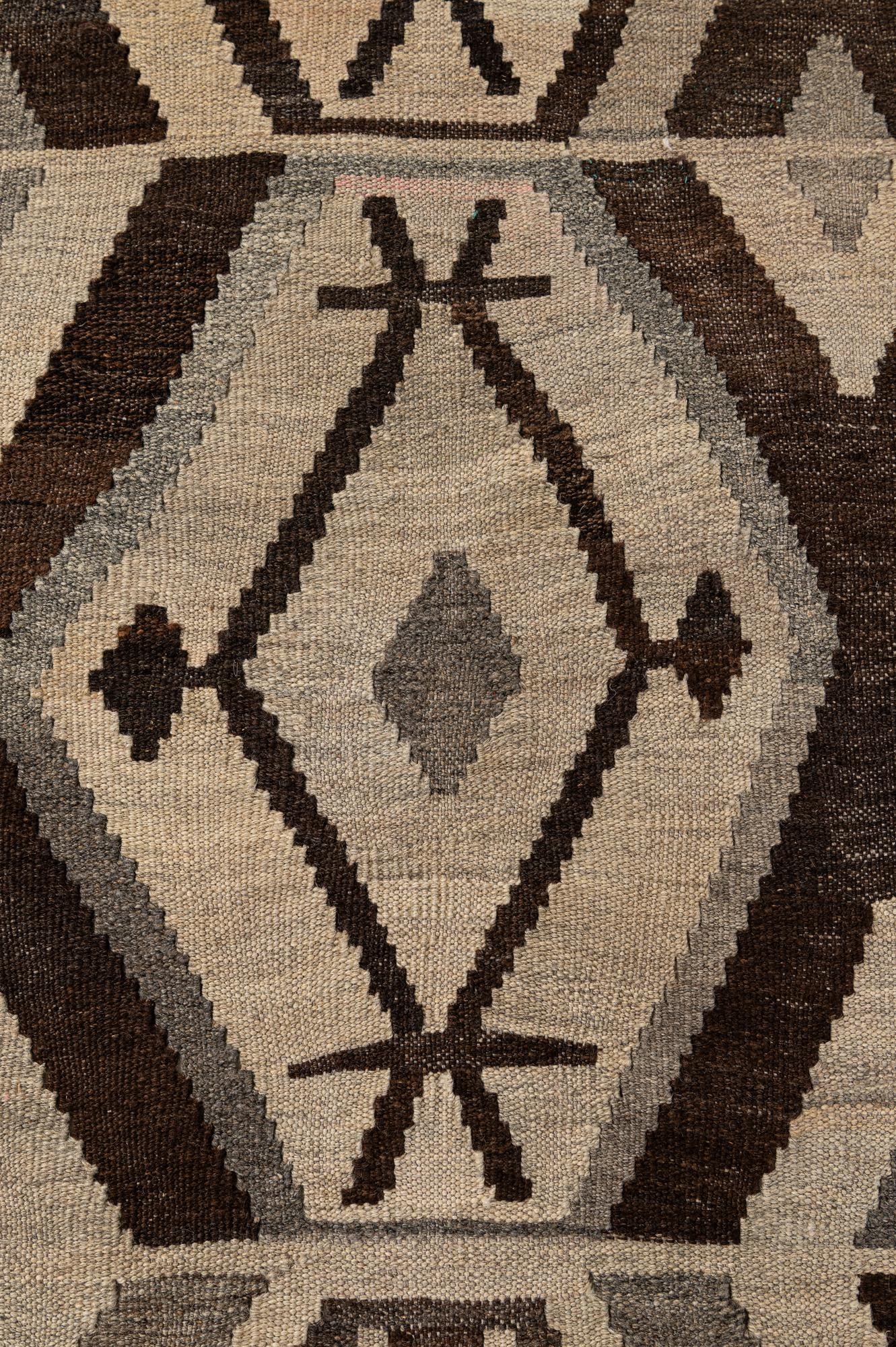 6' 9 x 9' 8 Hand Woven Kilim Maymana Wool Rug