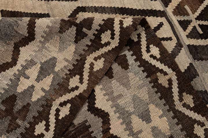 6' 9 x 9' 8 Hand Woven Kilim Maymana Wool Rug