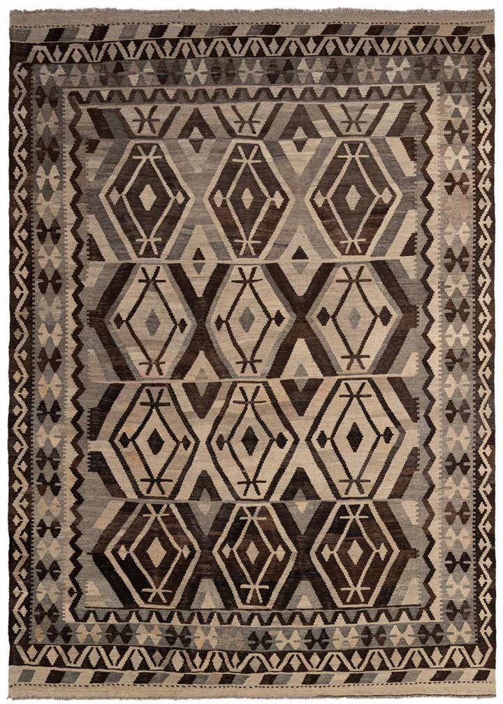 6' 9 x 9' 8 Hand Woven Kilim Maymana Wool Rug