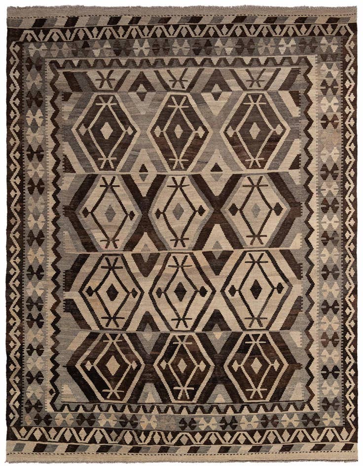 Detail image of 6' 9 x 9' 8 Hand Woven Kilim Maymana Wool Rug