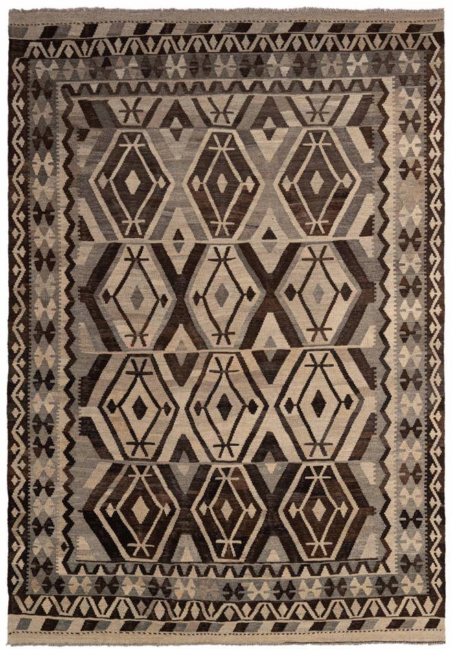 Detail image of 6' 9 x 9' 8 Hand Woven Kilim Maymana Wool Rug