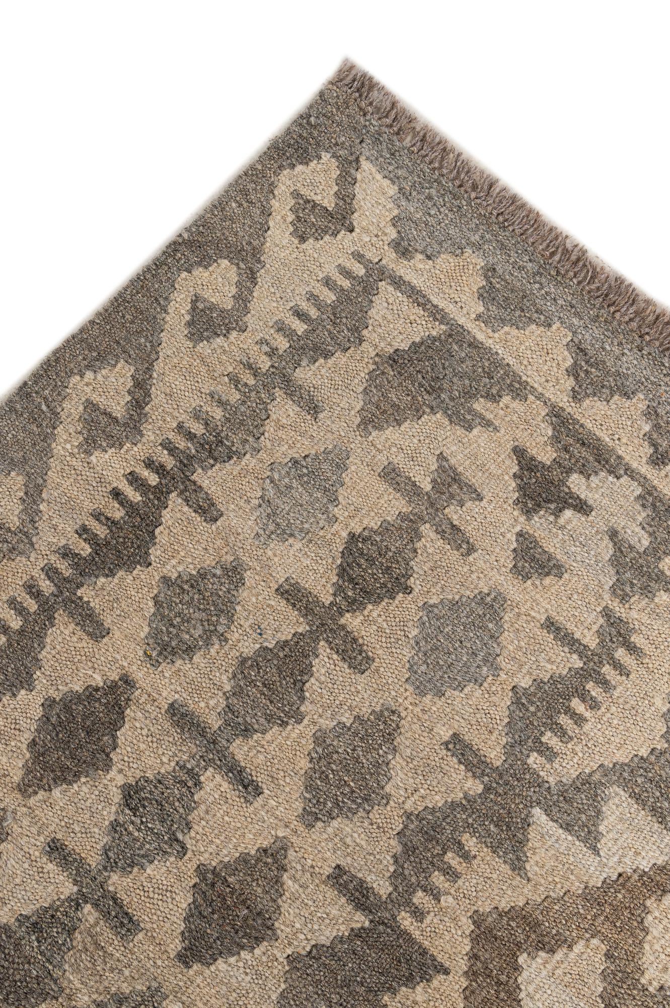 6' 11 x 9' 10 Hand Woven Kilim Maymana Wool Rug