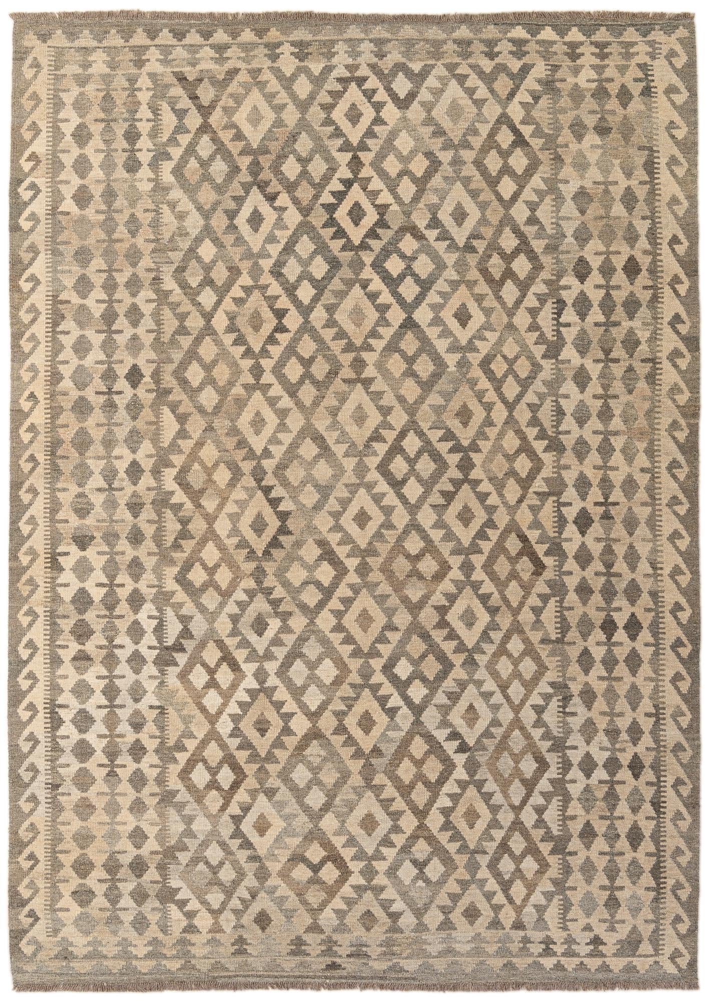6' 11 x 9' 10 Hand Woven Kilim Maymana Wool Rug