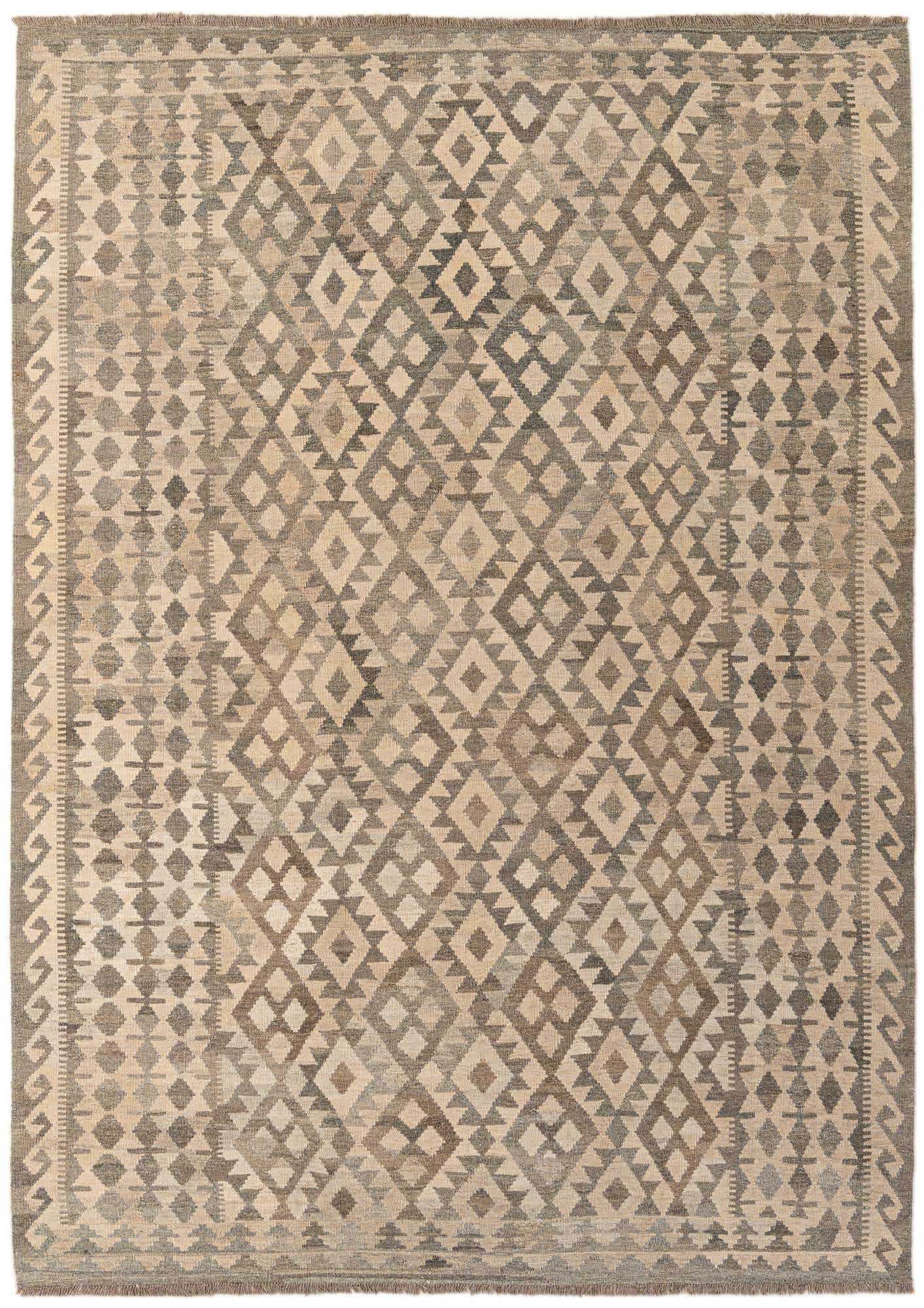 6' 11 x 9' 10 Hand Woven Kilim Maymana Wool Rug