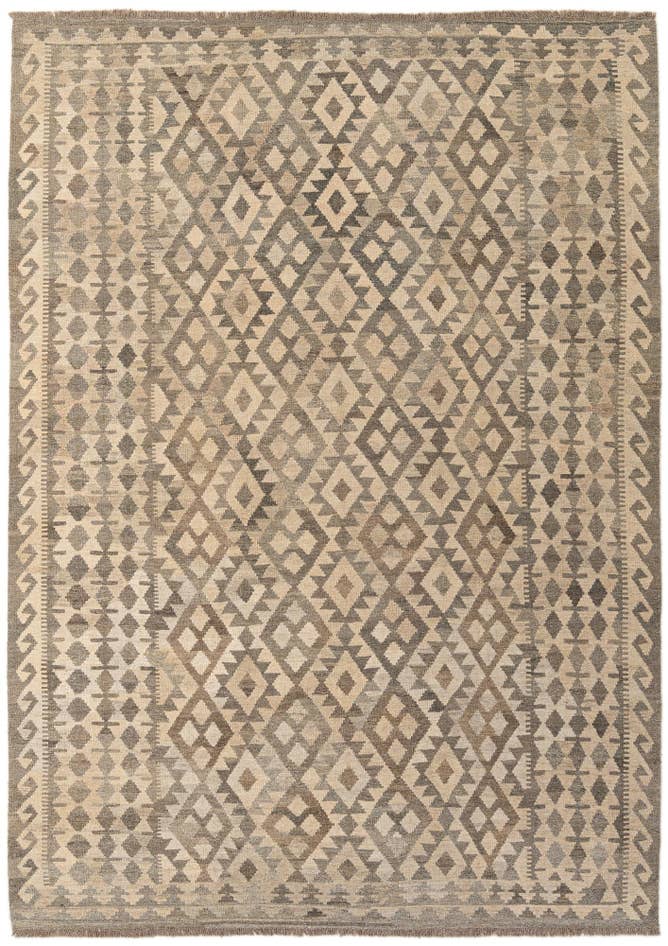 Detail image of 6' 11 x 9' 10 Hand Woven Kilim Maymana Wool Rug