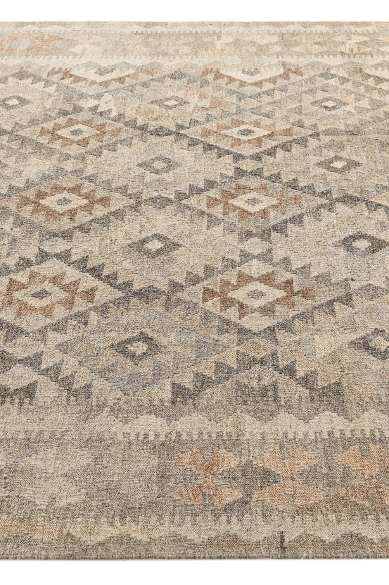 7' x 9' 11 Hand Woven Kilim Maymana Wool Rug