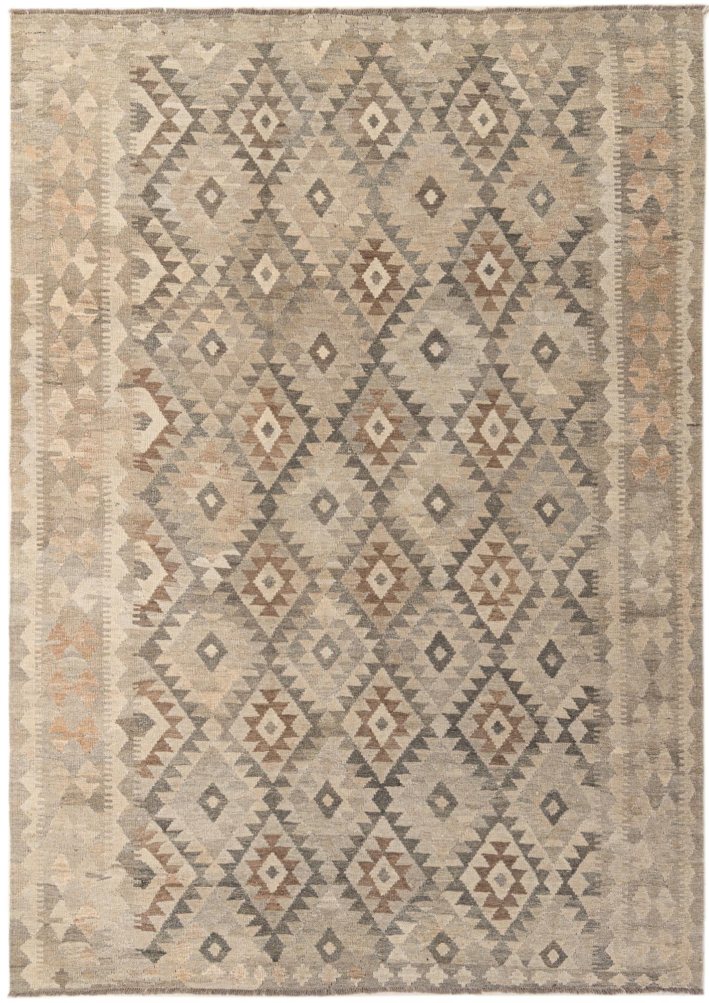 7' x 9' 11 Hand Woven Kilim Maymana Wool Rug