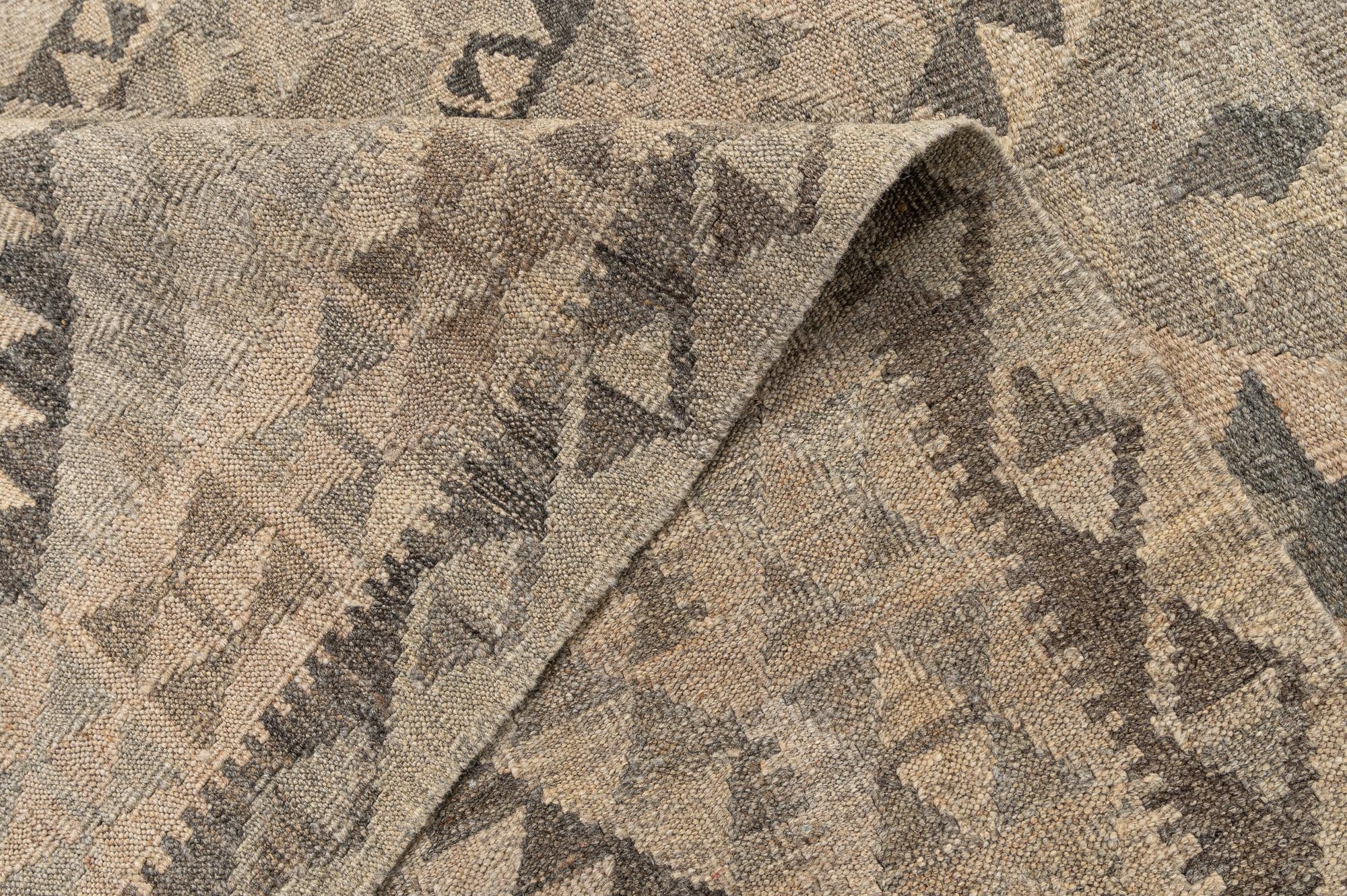 6' 9 x 10' Hand Woven Kilim Maymana Wool Rug