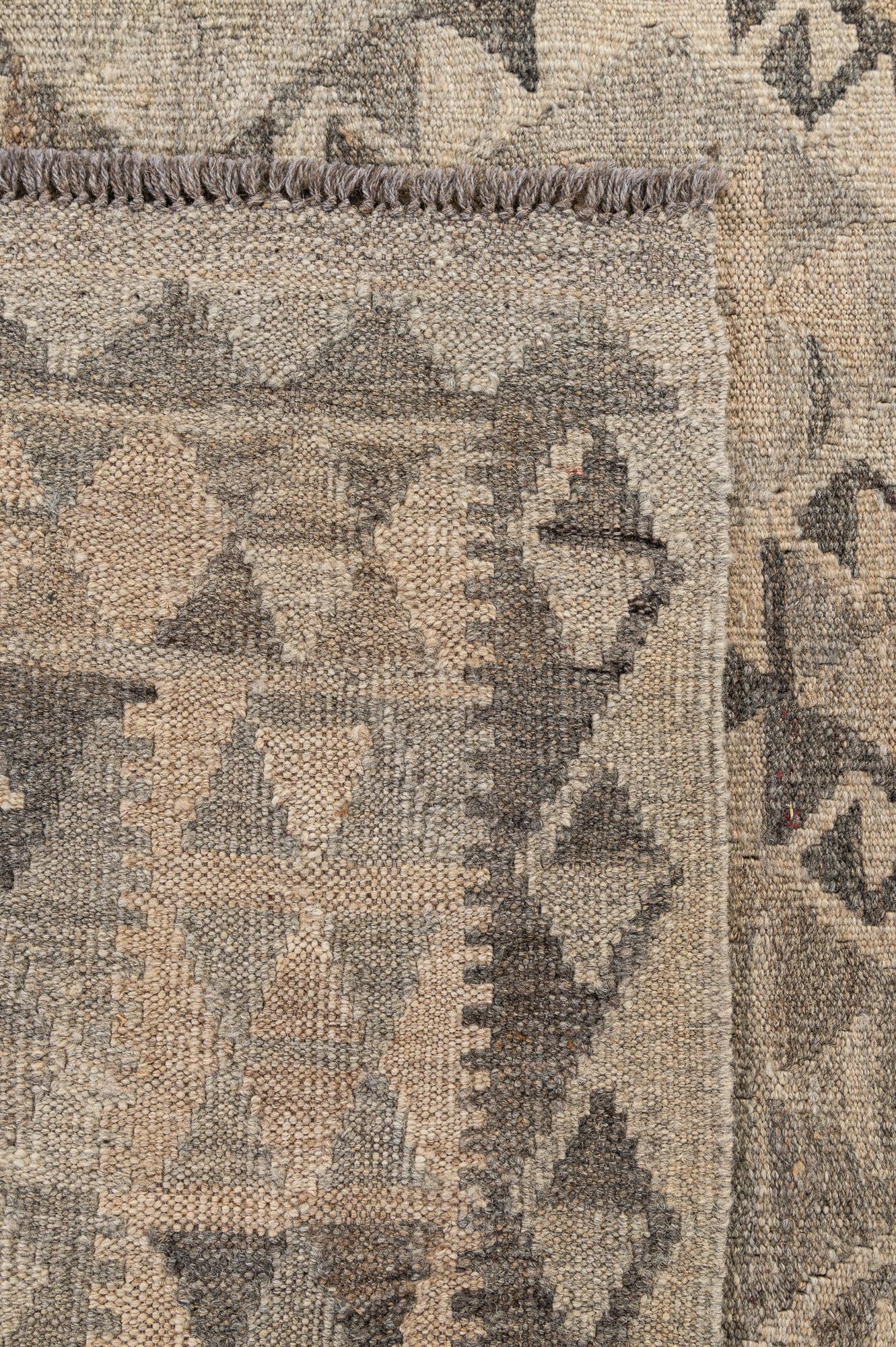 6' 9 x 10' Hand Woven Kilim Maymana Wool Rug