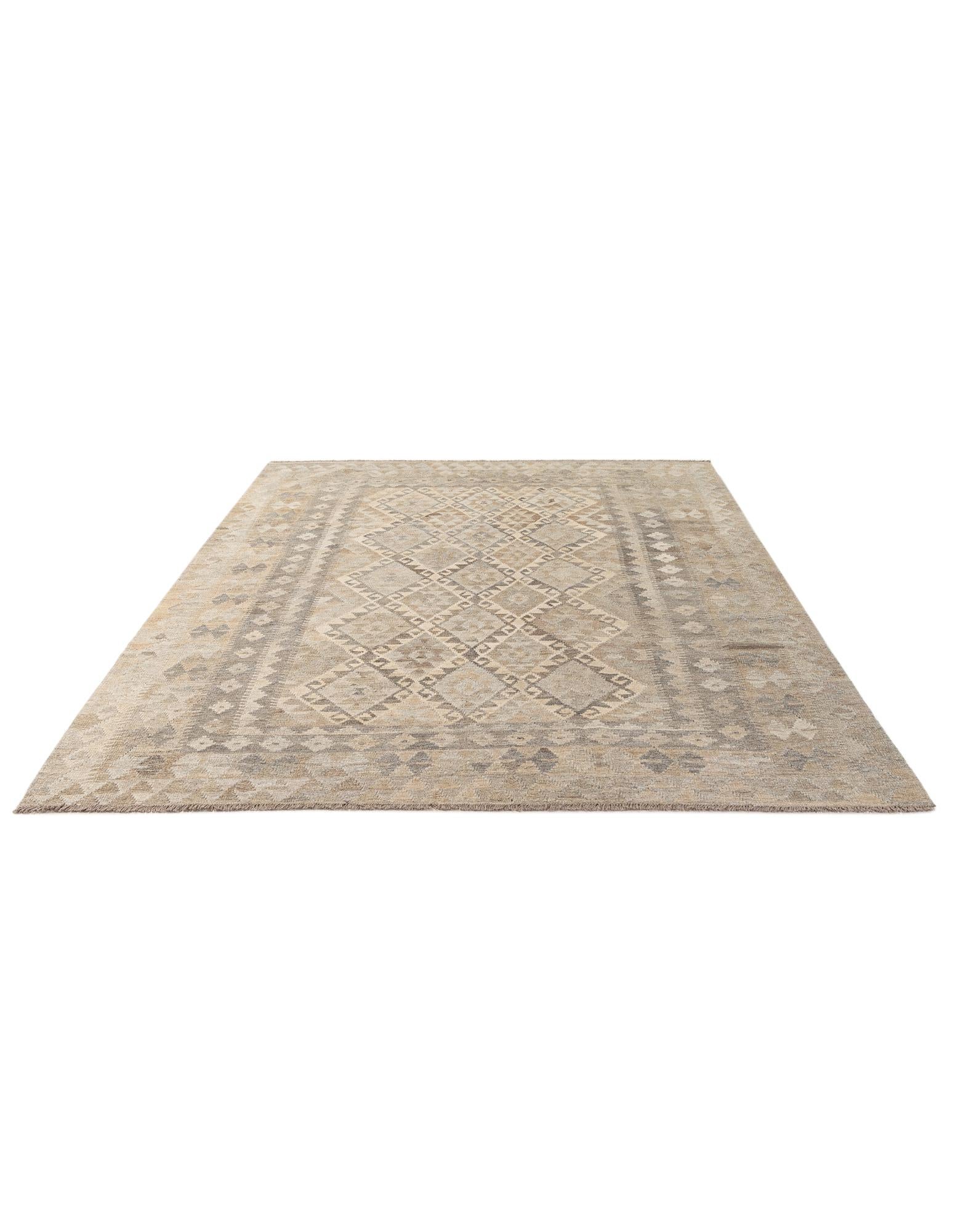 6' 11 x 9' 9 Hand Woven Kilim Maymana Wool Rug