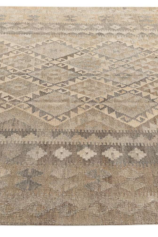 6' 11 x 9' 9 Hand Woven Kilim Maymana Wool Rug