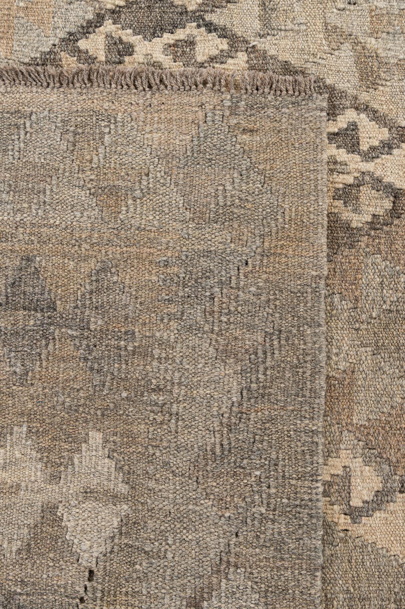 6' 11 x 9' 9 Hand Woven Kilim Maymana Wool Rug