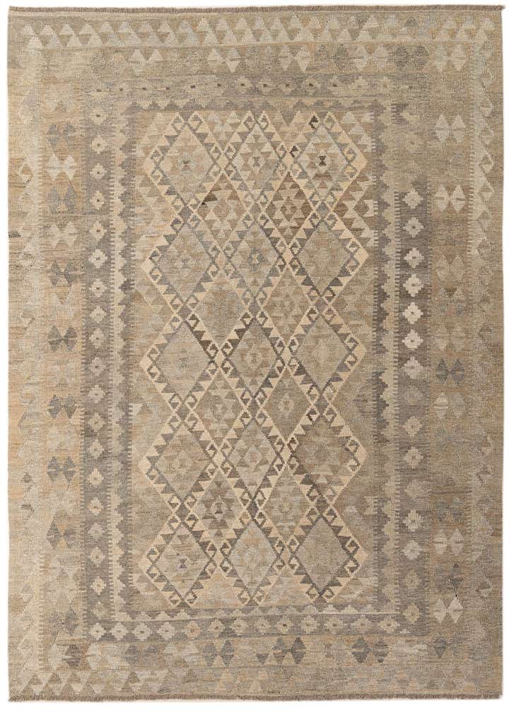 6' 11 x 9' 9 Hand Woven Kilim Maymana Wool Rug