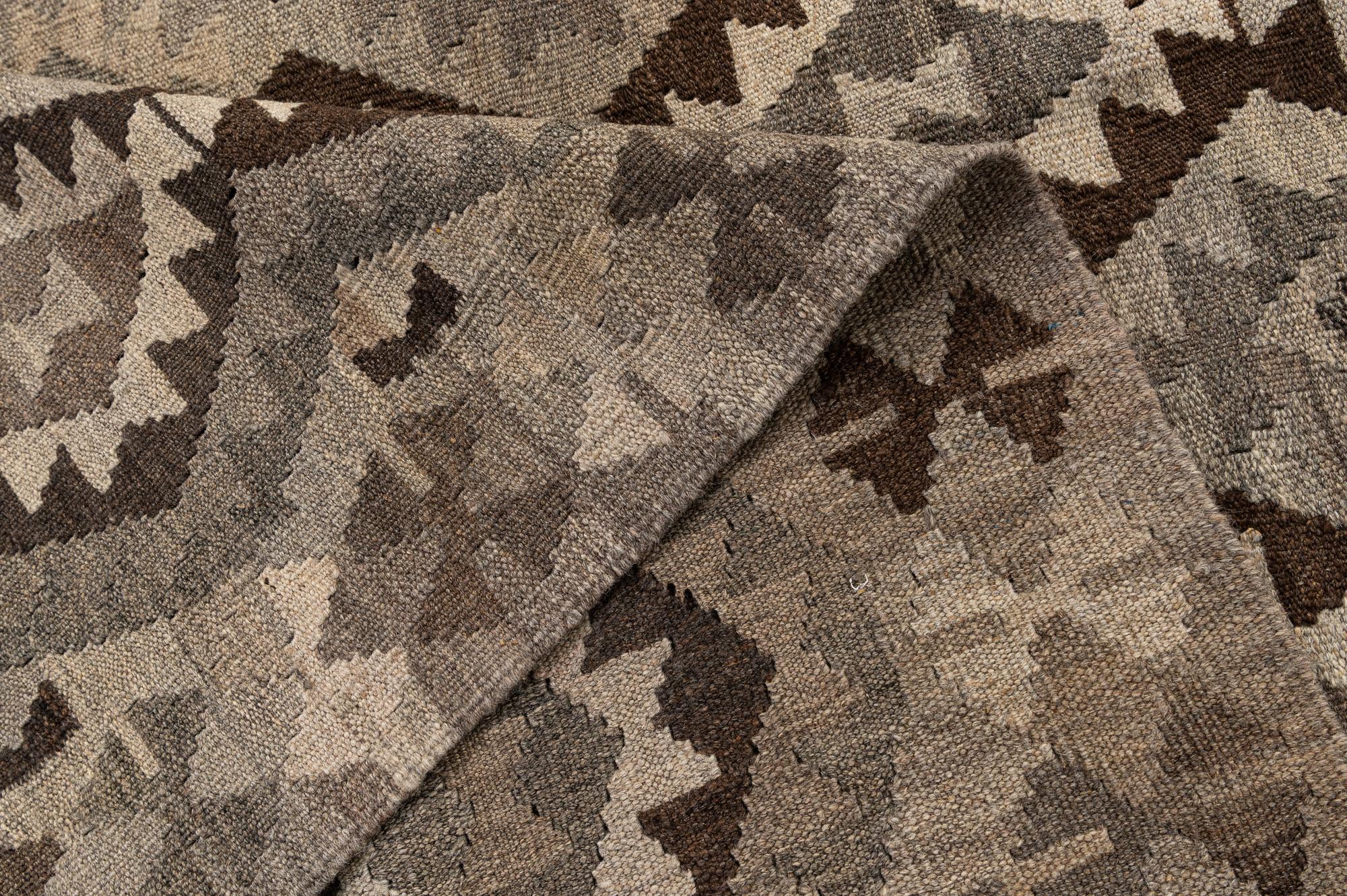 6' 9 x 9' 9 Hand Woven Kilim Maymana Wool Rug