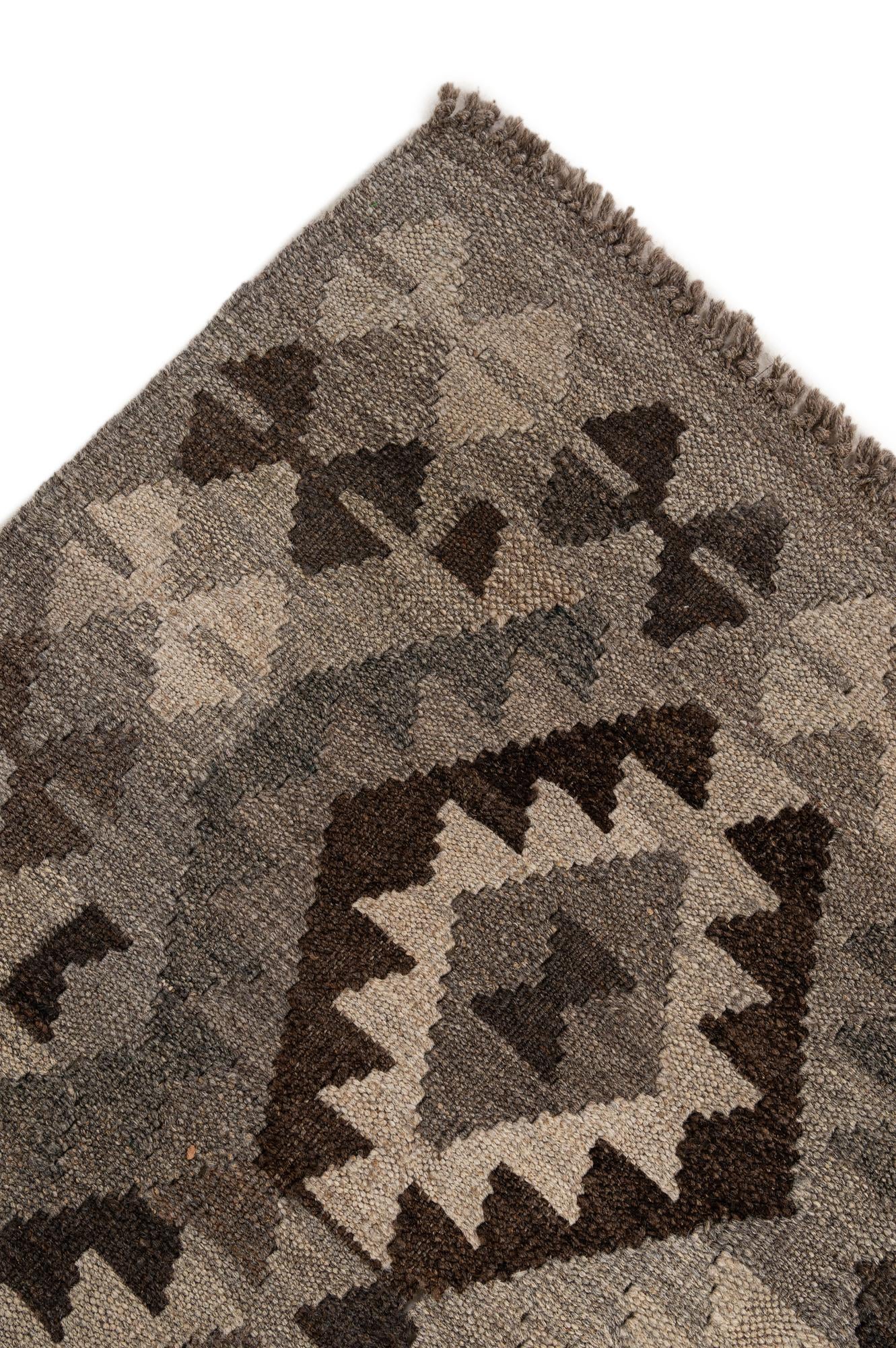6' 9 x 9' 9 Hand Woven Kilim Maymana Wool Rug