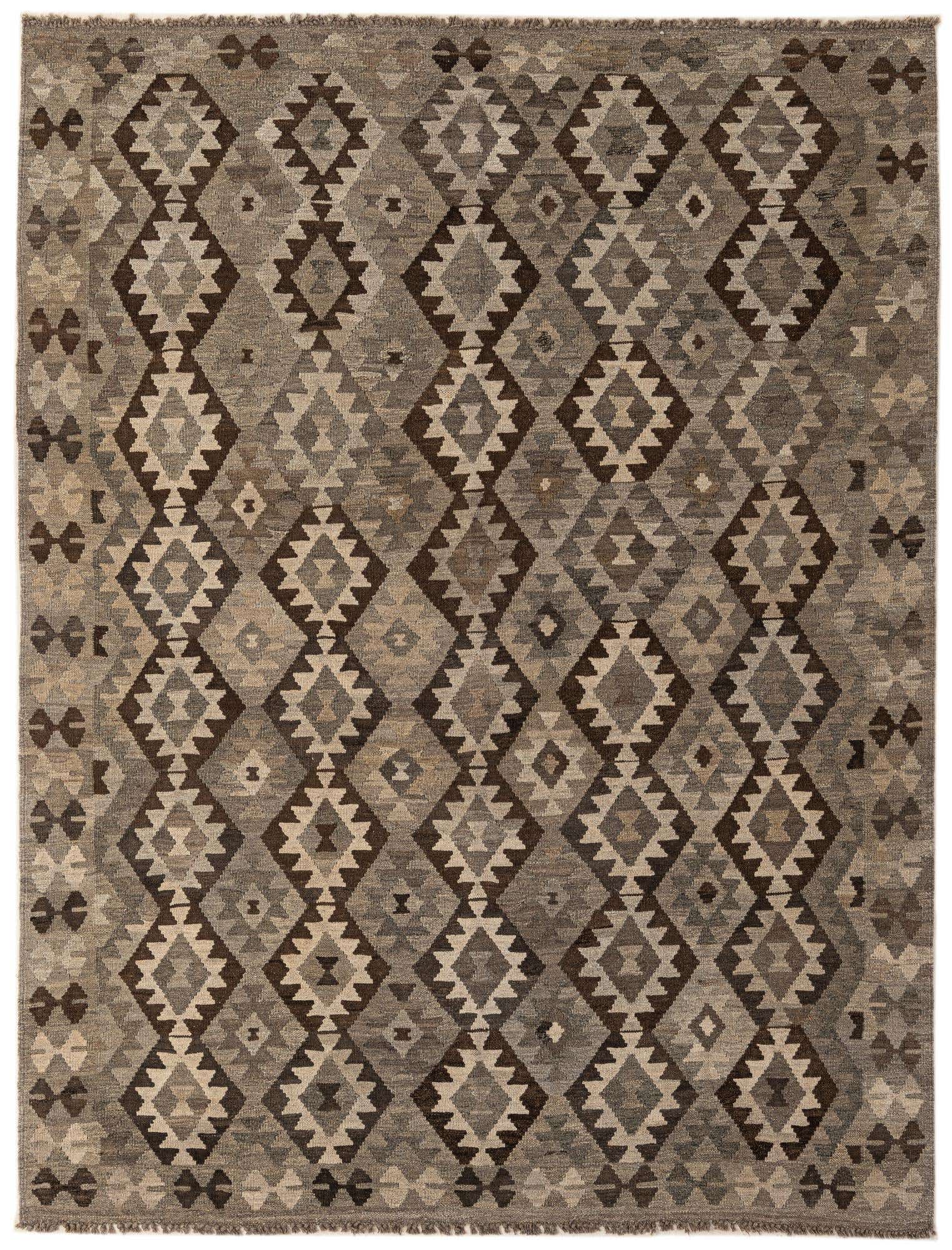 6' 9 x 9' 9 Hand Woven Kilim Maymana Wool Rug