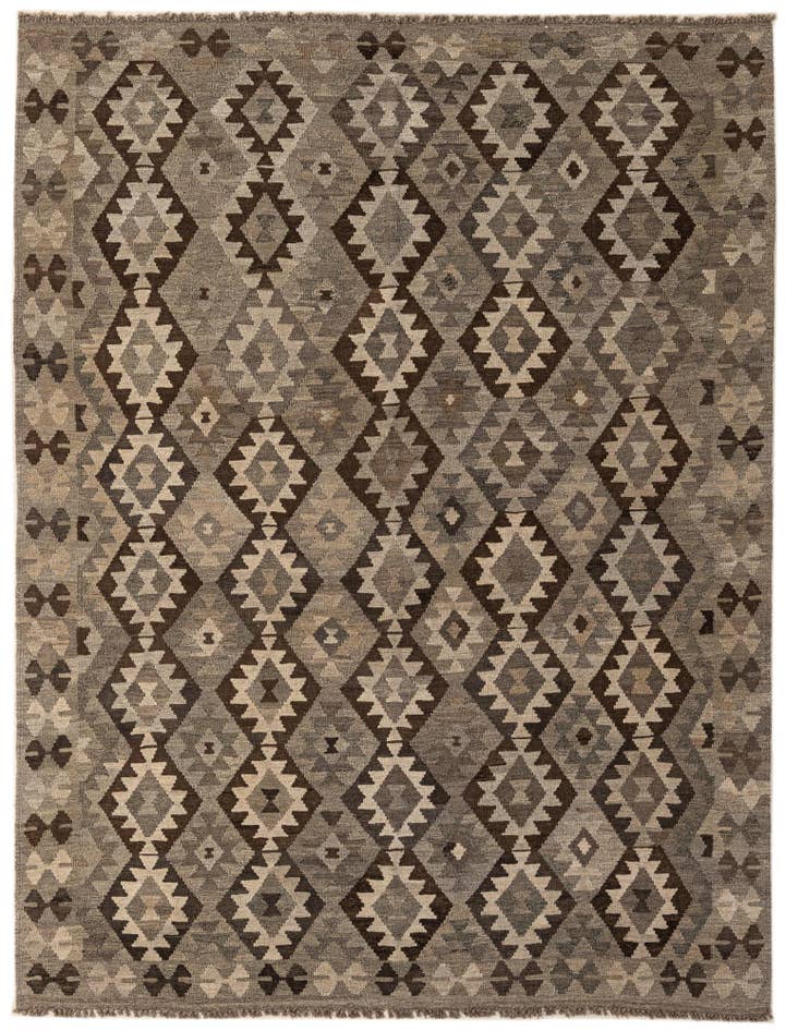 Detail image of 6' 9 x 9' 9 Hand Woven Kilim Maymana Wool Rug