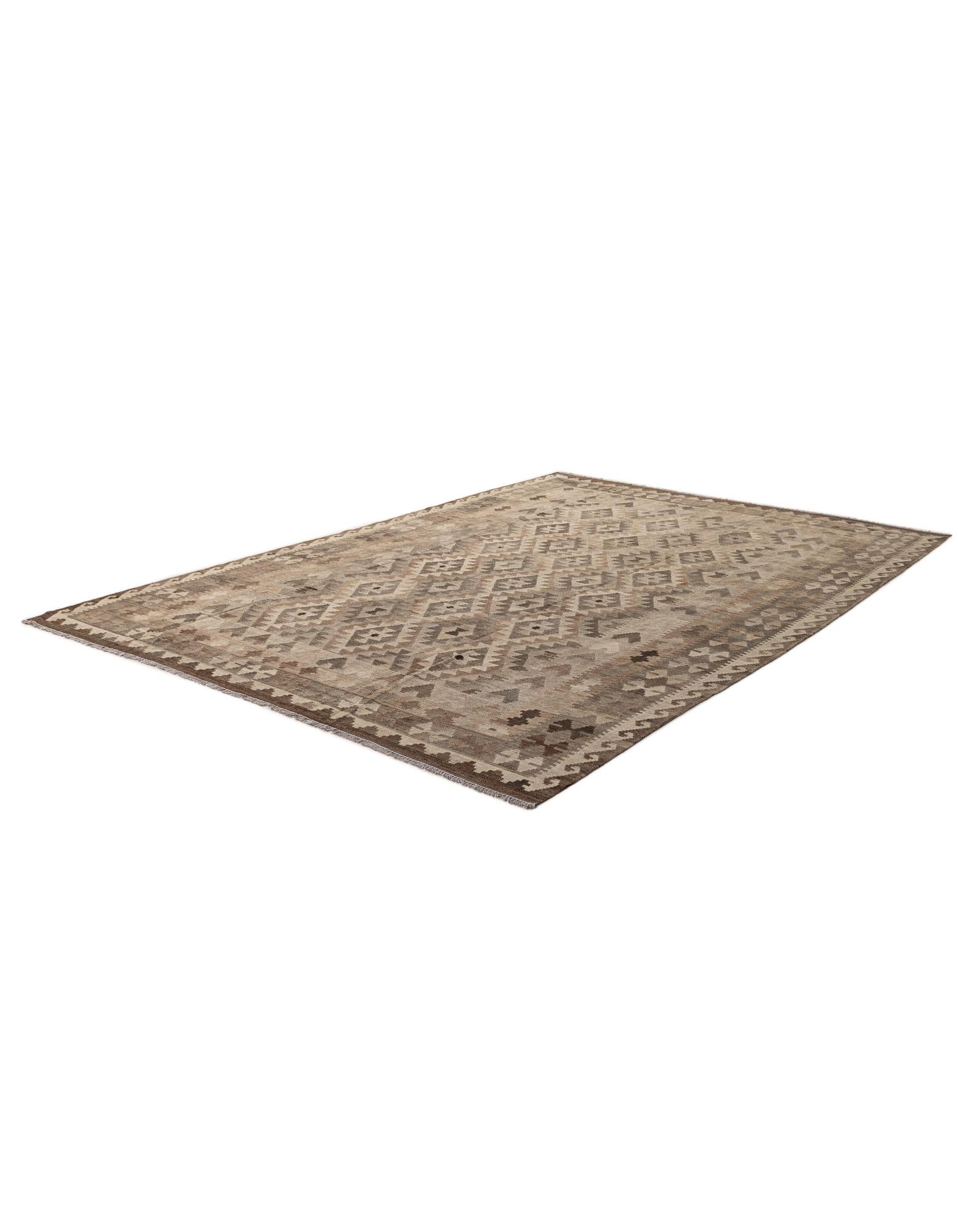 6' 9 x 9' 8 Hand Knotted Kilim Maymana Wool Rug