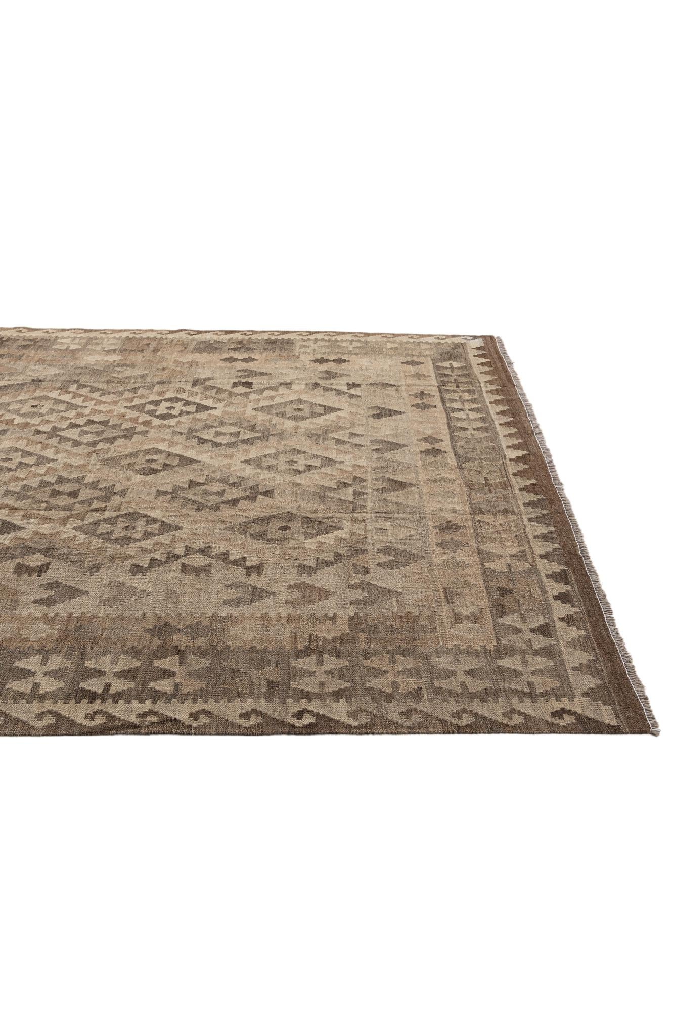 6' 9 x 9' 8 Hand Knotted Kilim Maymana Wool Rug