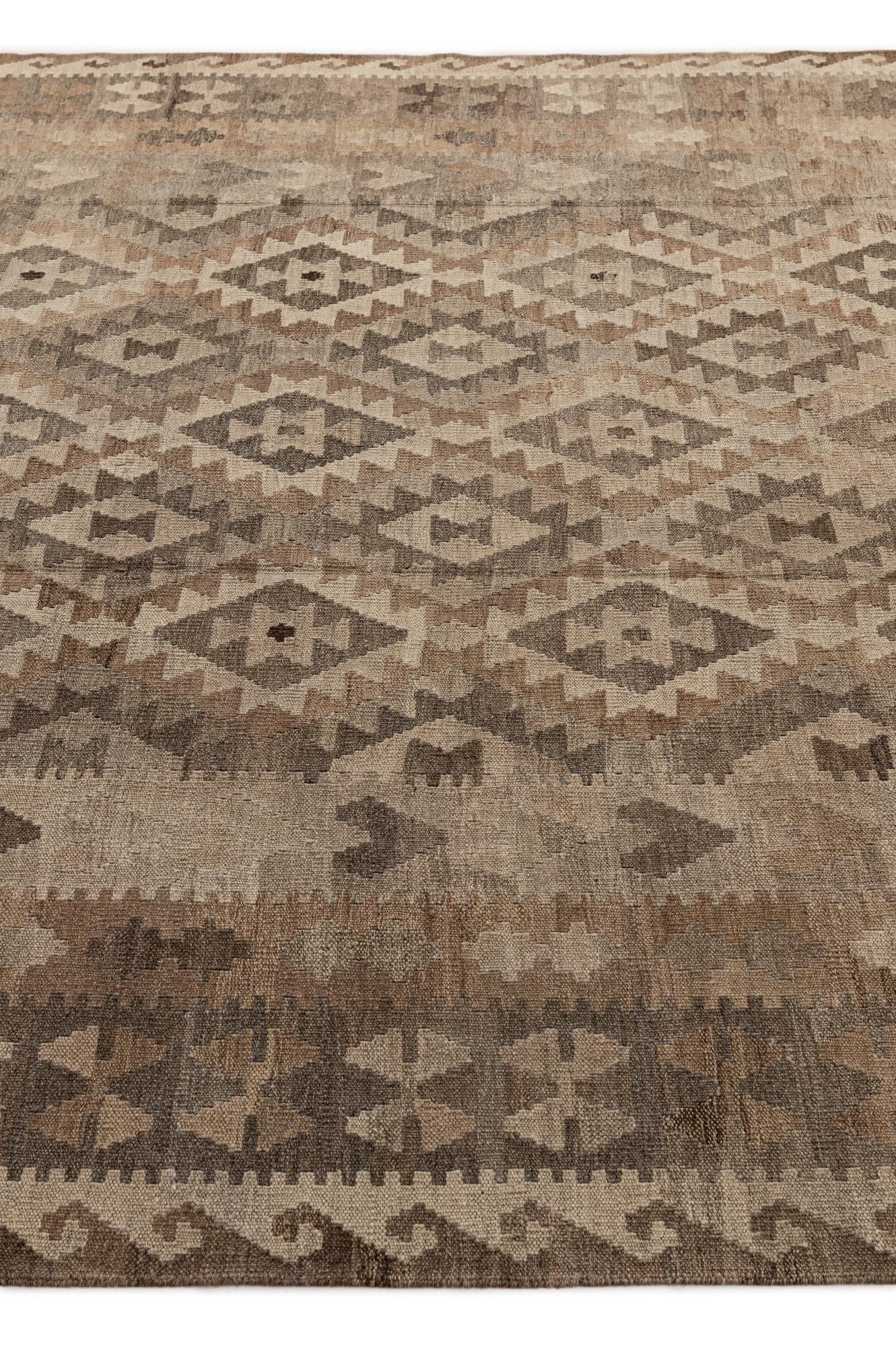 6' 9 x 9' 8 Hand Knotted Kilim Maymana Wool Rug