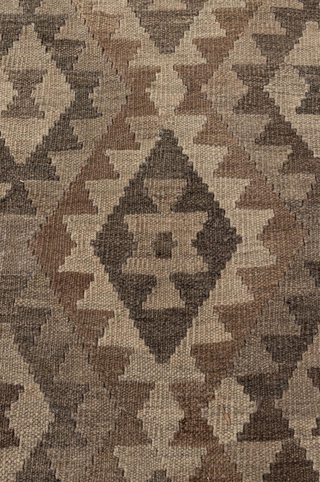 6' 9 x 9' 8 Hand Knotted Kilim Maymana Wool Rug