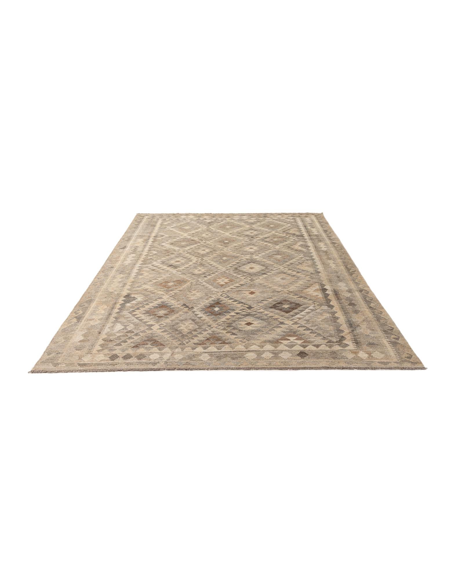 6' 9 x 9' 9 Hand Woven Kilim Maymana Wool Rug