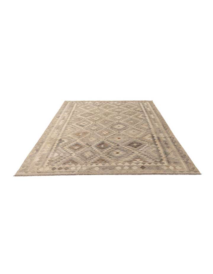 6' 9 x 9' 9 Hand Woven Kilim Maymana Wool Rug
