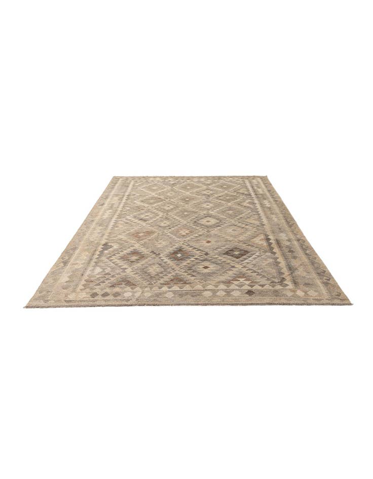 Detail image of 6' 9 x 9' 9 Hand Woven Kilim Maymana Wool Rug