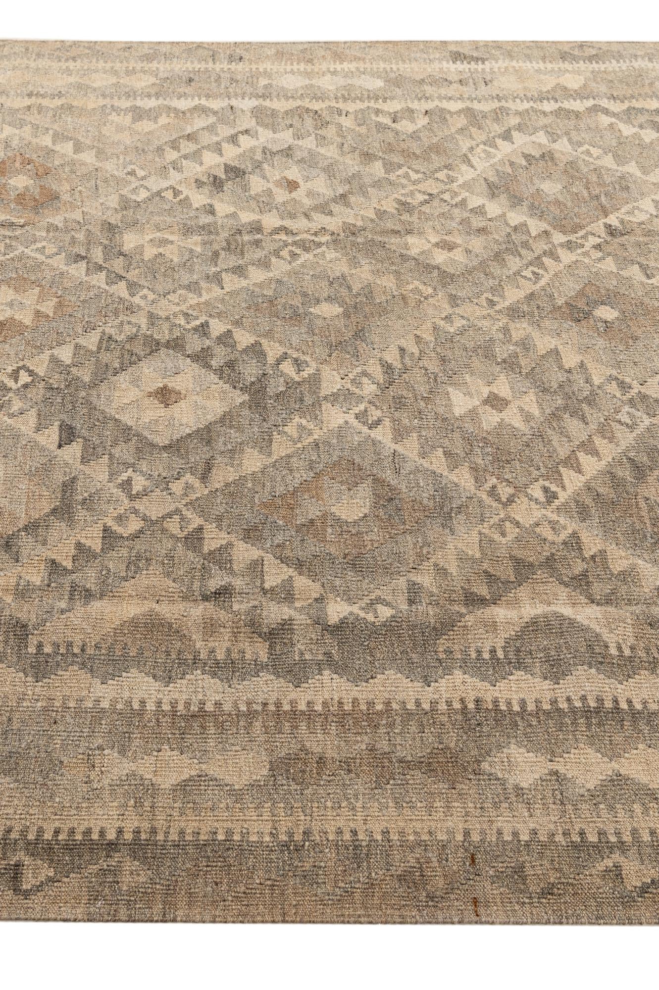 6' 9 x 9' 9 Hand Woven Kilim Maymana Wool Rug