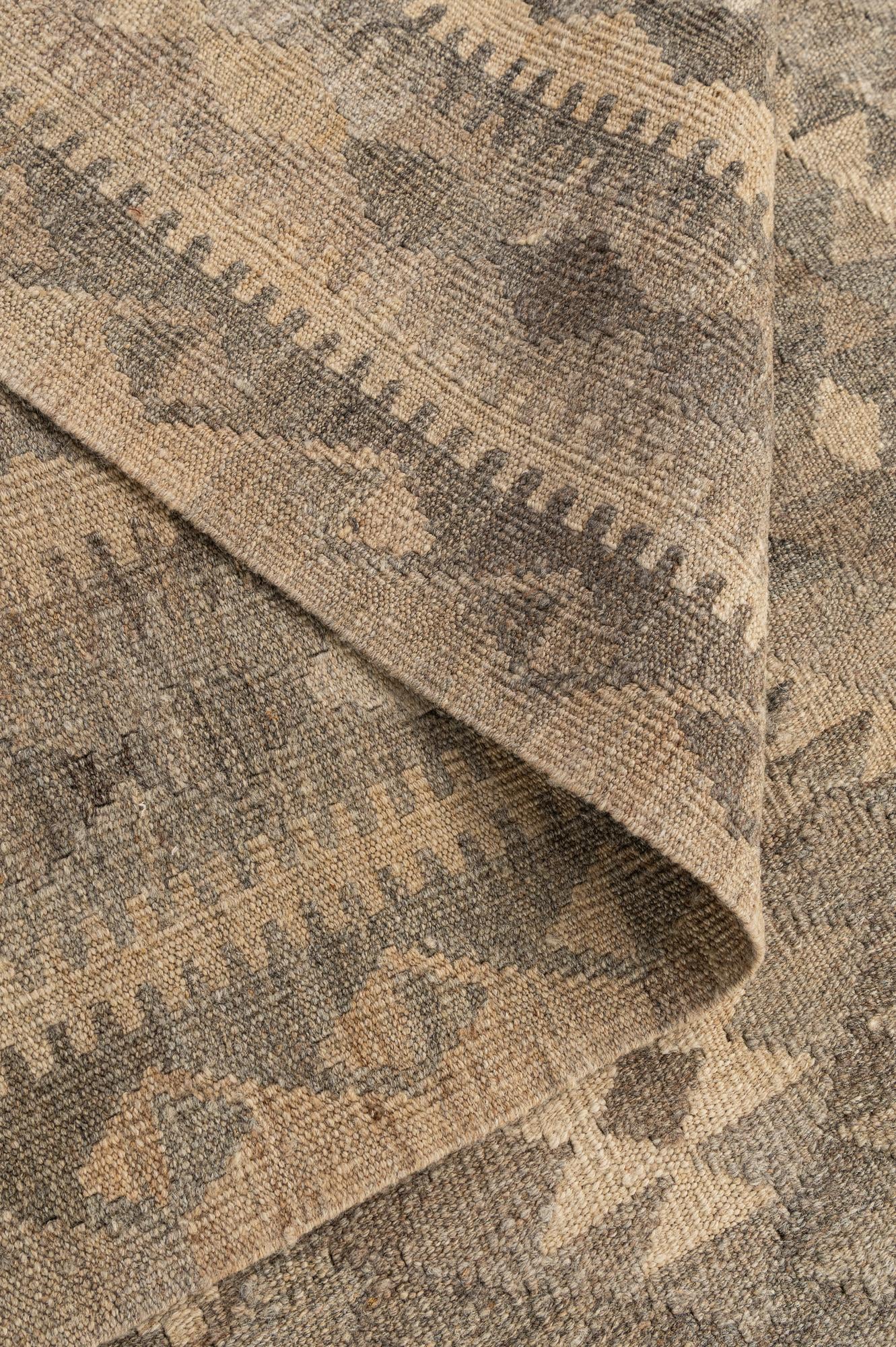 6' 9 x 9' 9 Hand Woven Kilim Maymana Wool Rug