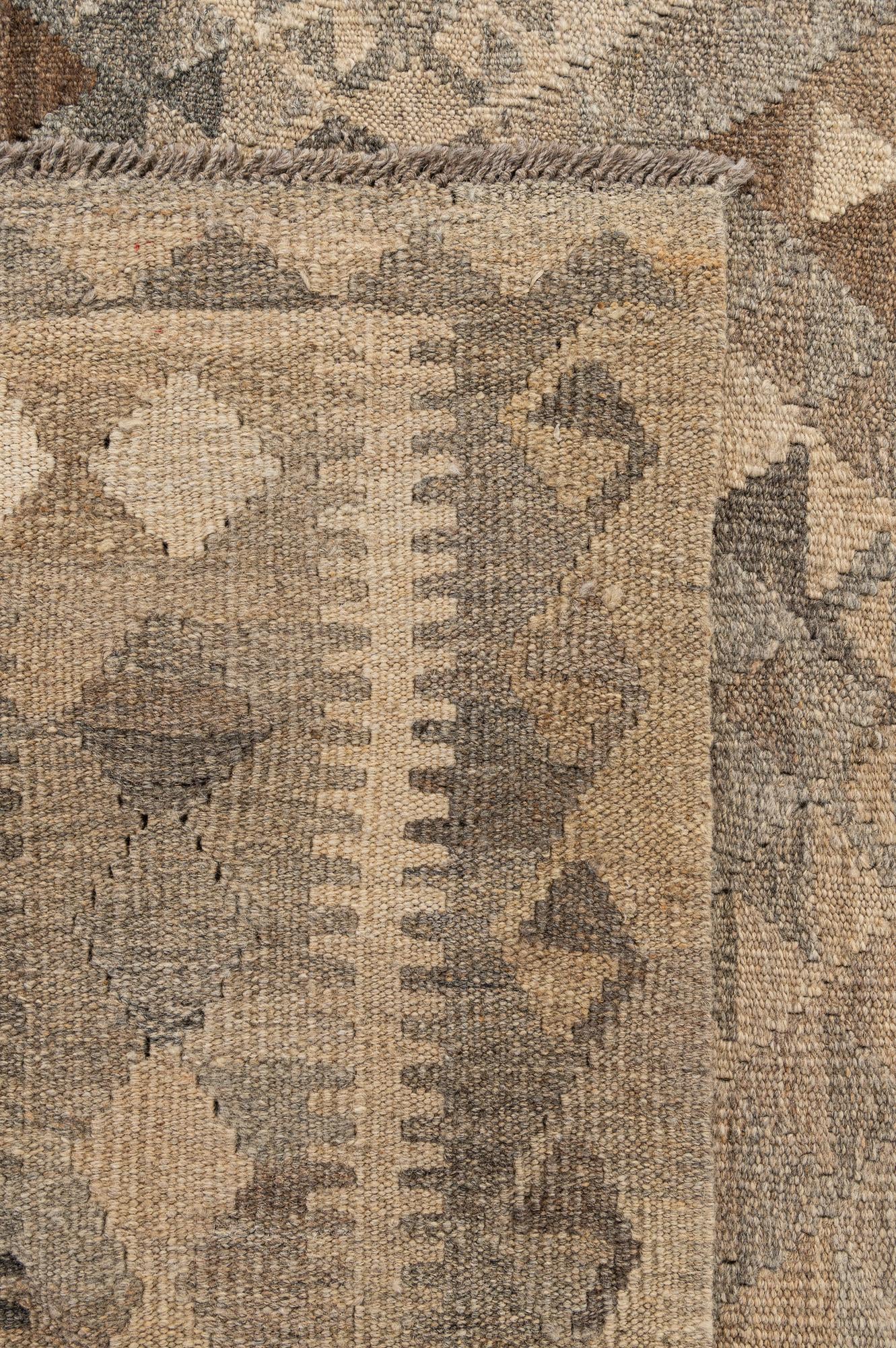 6' 9 x 9' 9 Hand Woven Kilim Maymana Wool Rug
