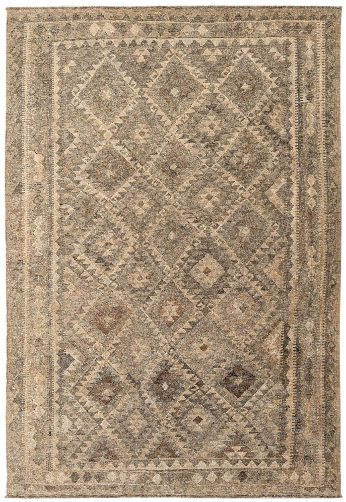 6' 9 x 9' 9 Hand Woven Kilim Maymana Wool Rug