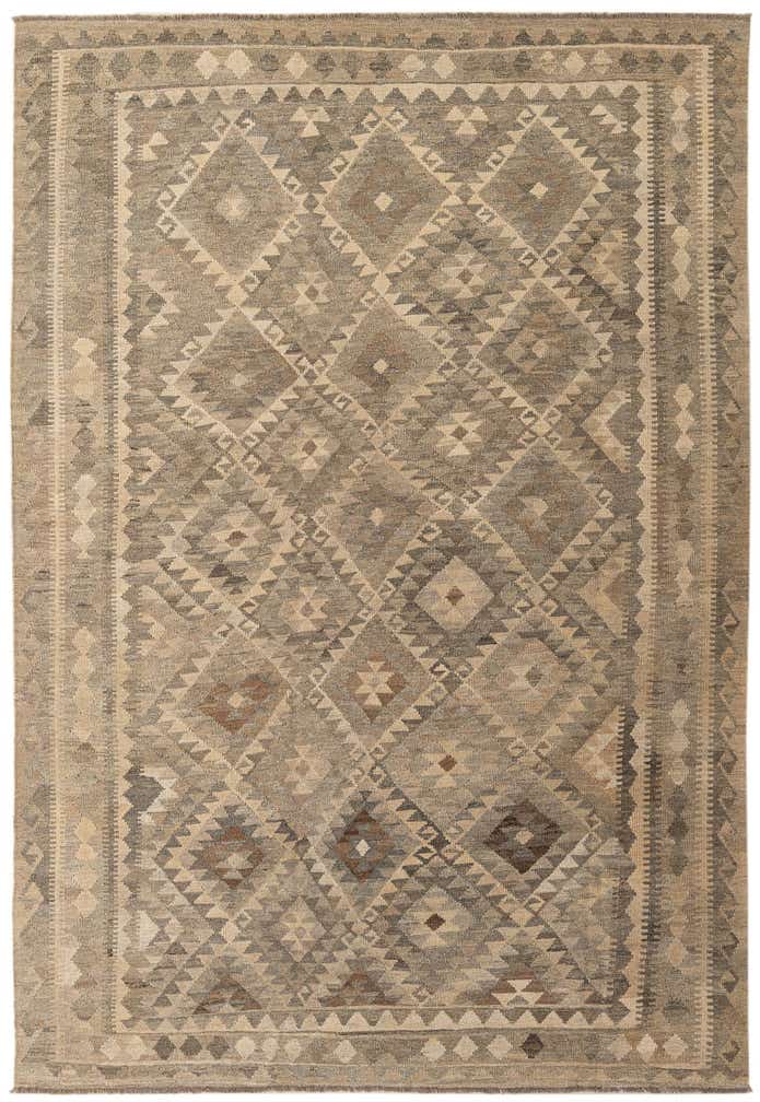 6' 9 x 9' 9 Hand Woven Kilim Maymana Wool Rug