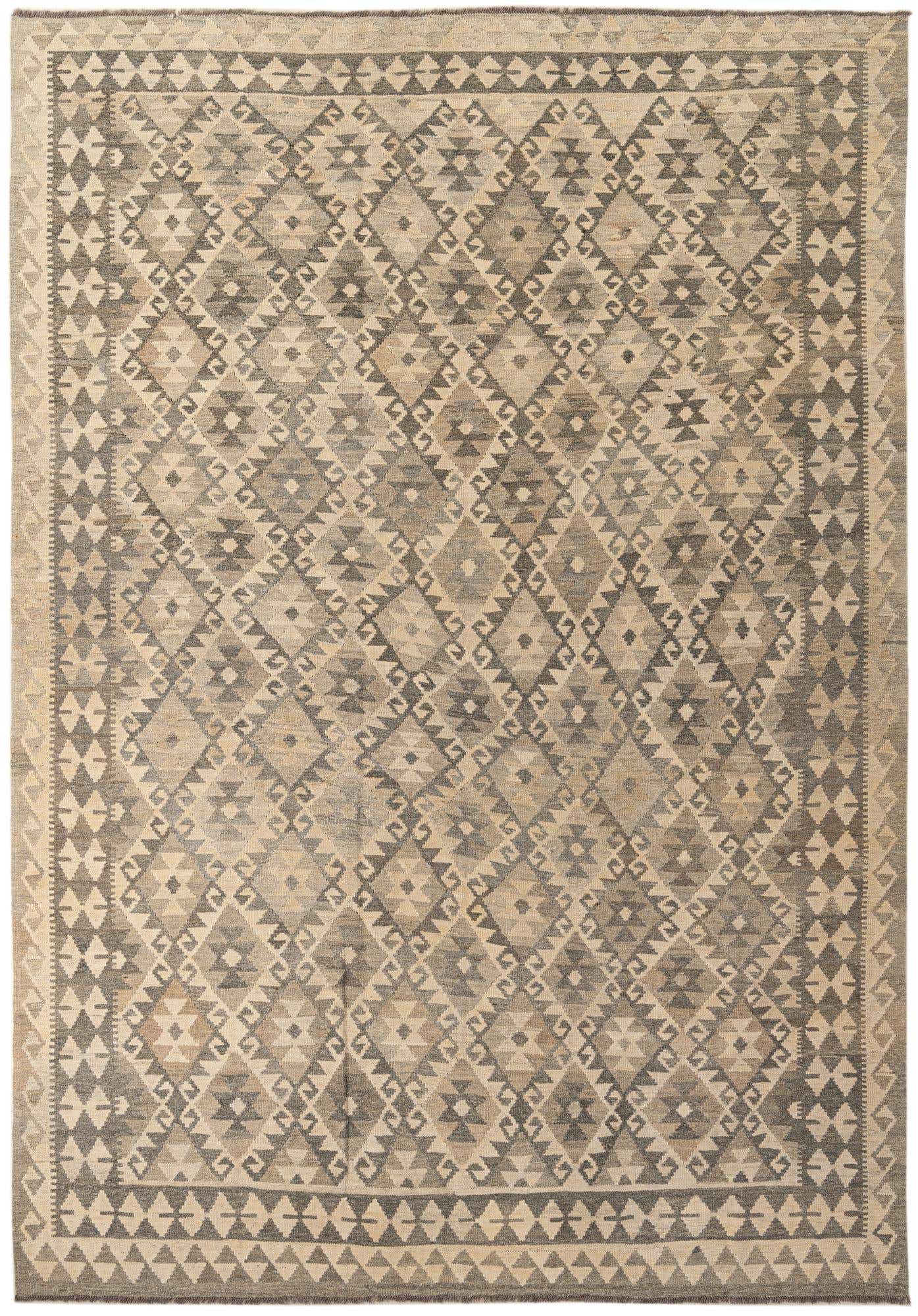 6' 10 x 9' 9 Hand Woven Kilim Maymana Wool Rug