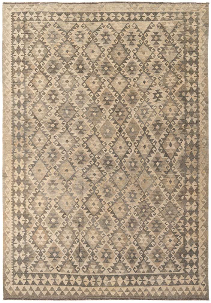 6' 10 x 9' 9 Hand Woven Kilim Maymana Wool Rug
