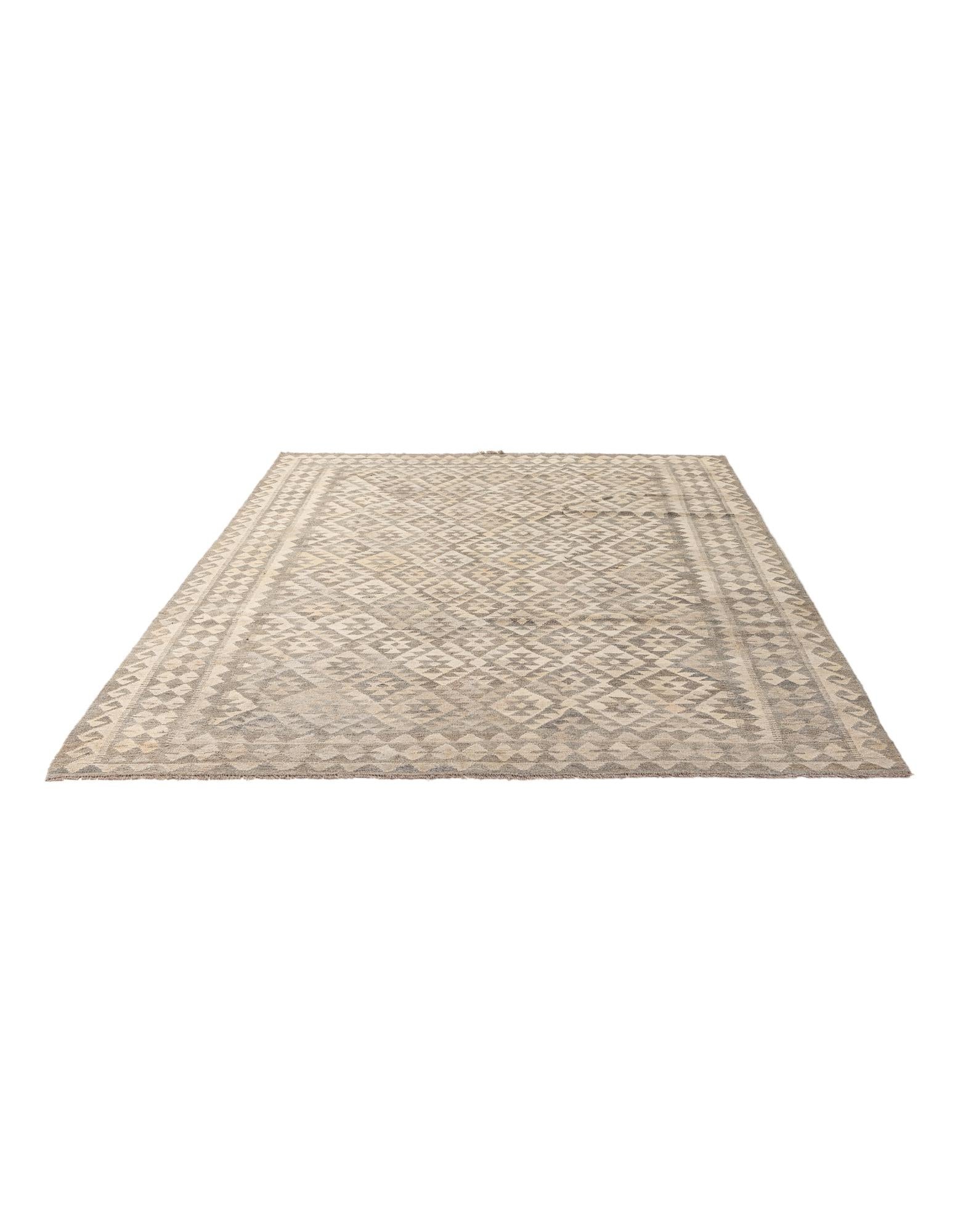 6' 10 x 9' 9 Hand Woven Kilim Maymana Wool Rug